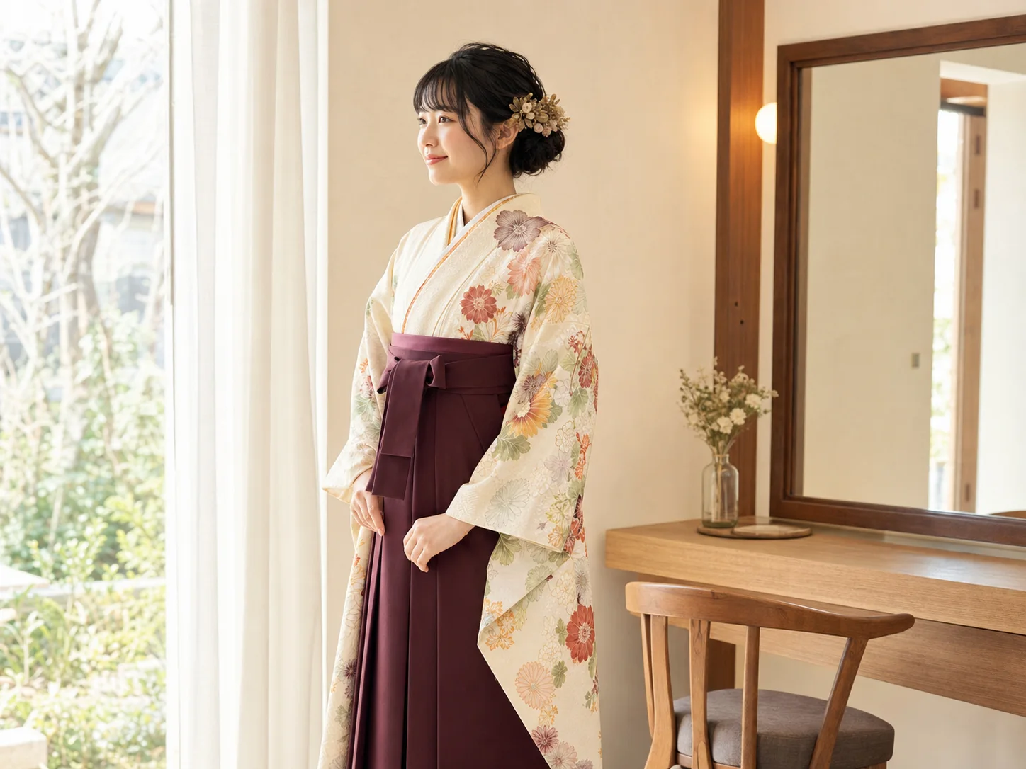 卒業式の袴とヘアセットのイメージ