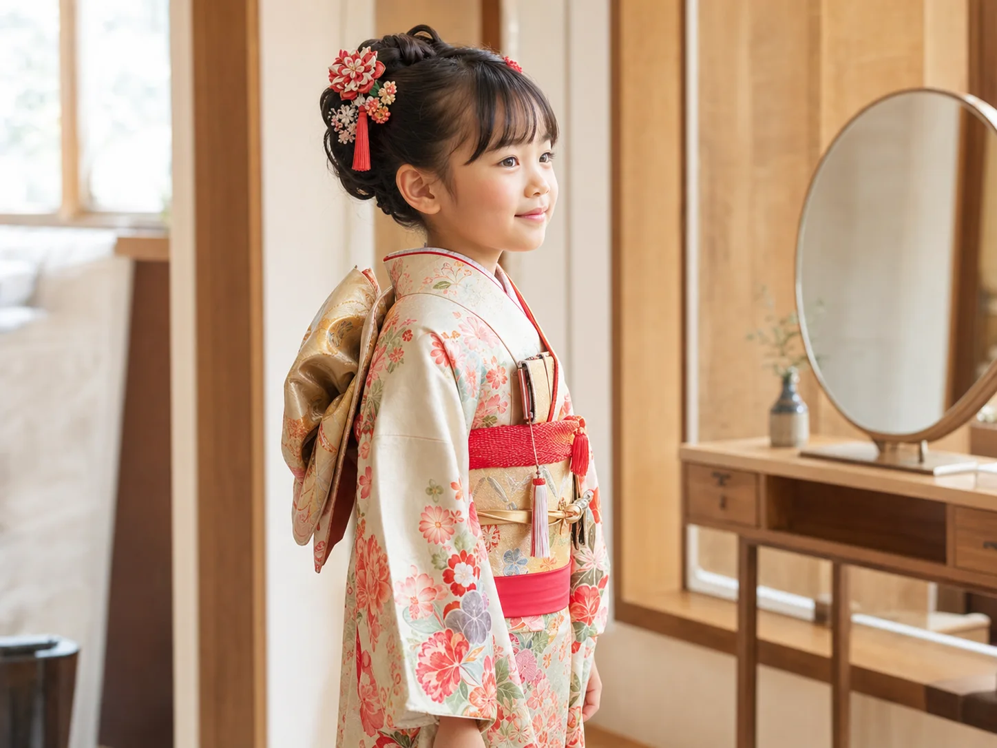 七五三の着物とヘアセットのイメージ