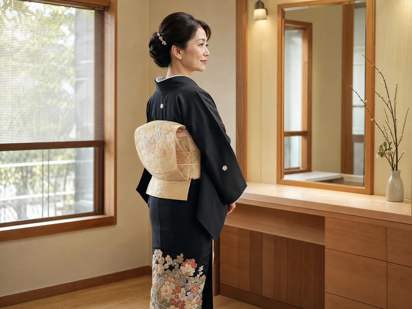 結婚式へ出席する方の留袖着付けイメージ